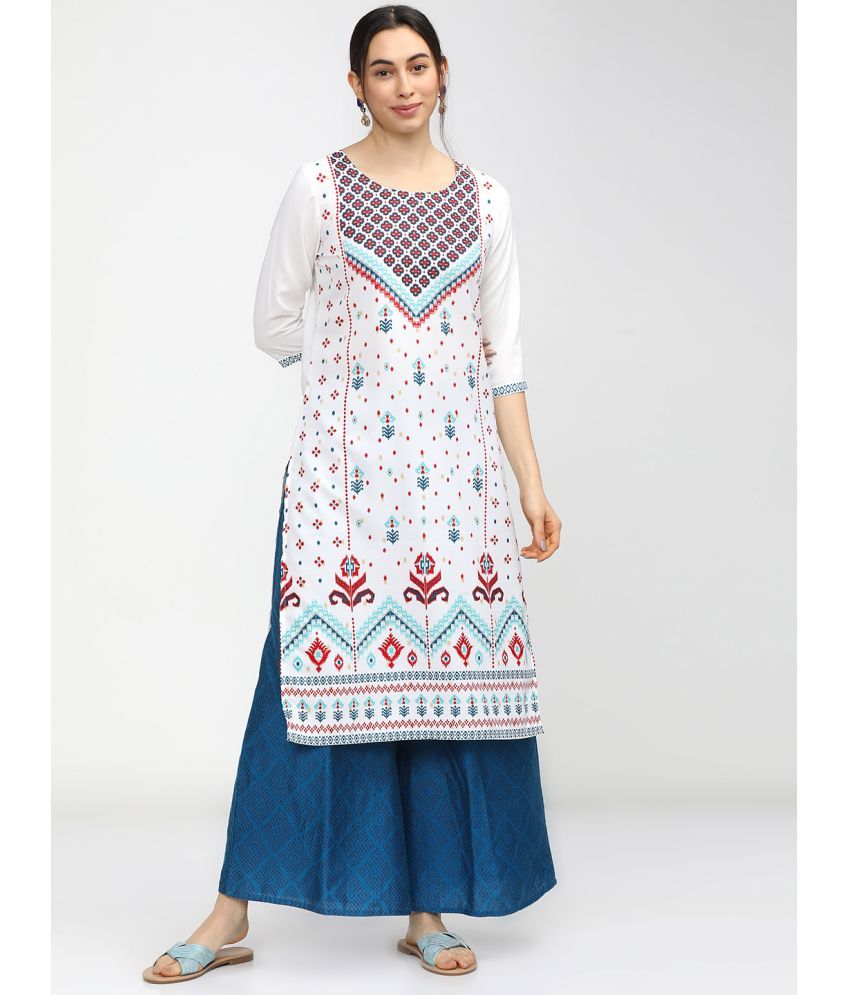     			Ketch Polyester Printed Straight Women's Kurti - Off White ( Pack of 1 )