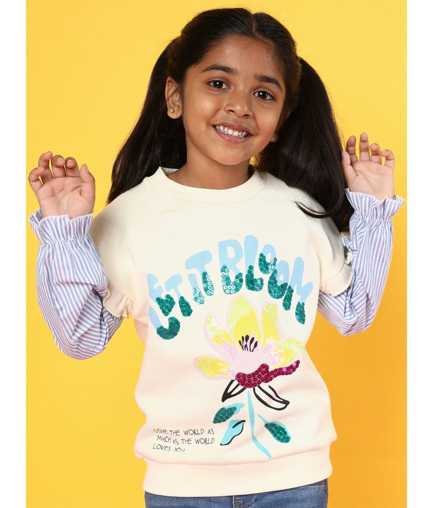     			Nauti Nati Girls Graphic Round Neck Antimicrobial Fleece Pullover Sweatshirt