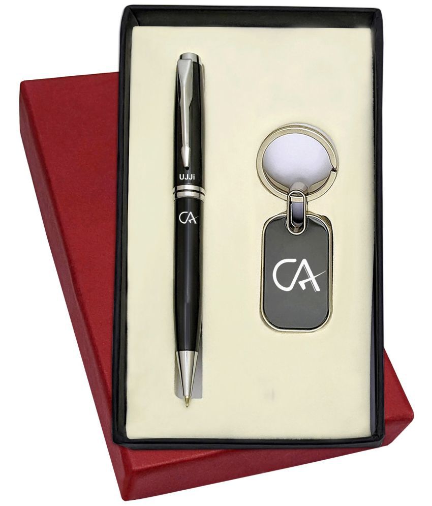     			UJJi CA Logo Engraved Metal Pen & Keyring Combo