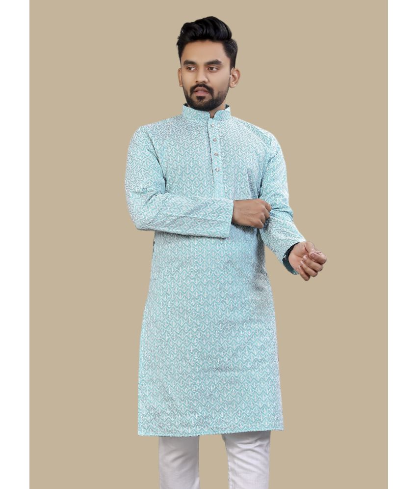     			YUG ART Sky Blue Silk Men's Regular Kurta ( Pack of 1 )