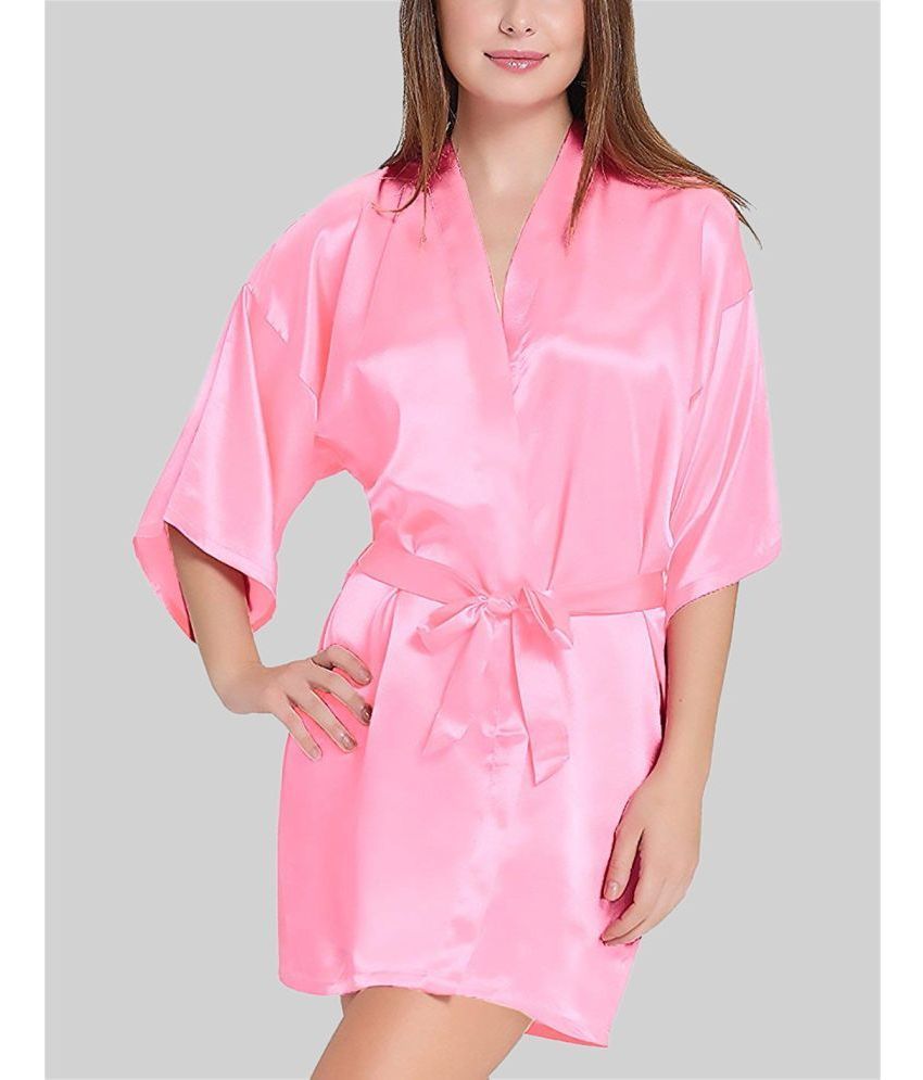     			ZYPRENT Light Pink Satin Women's Nightwear Robes ( Pack of 1 )