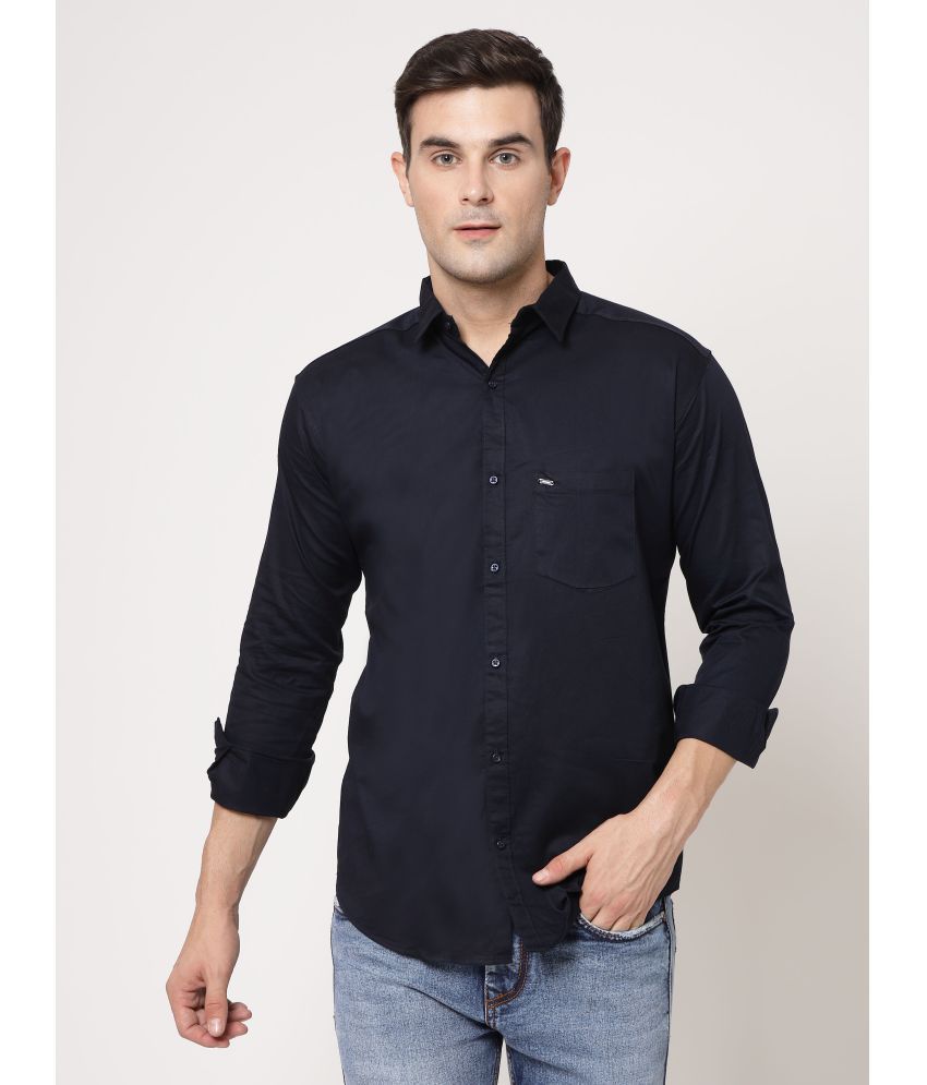    			allan peter 100% Cotton Regular Fit Solids Full Sleeves Men's Casual Shirt - Navy Blue ( Pack of 1 )