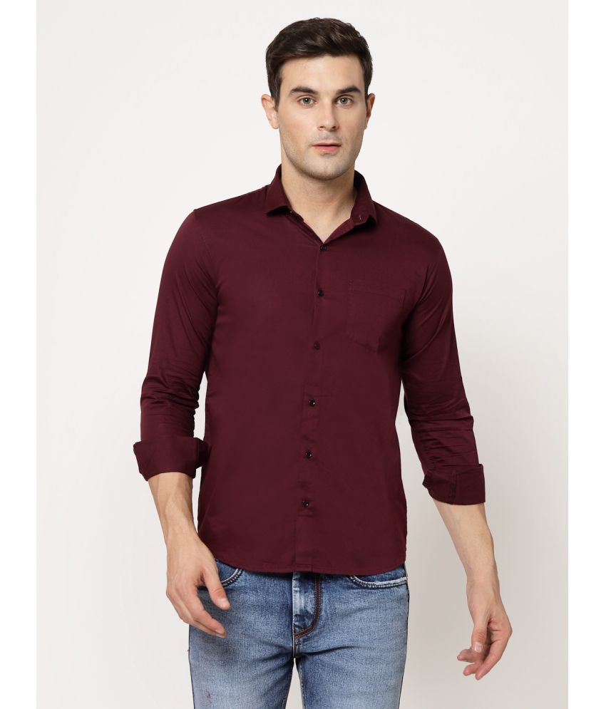     			allan peter 100% Cotton Regular Fit Solids Full Sleeves Men's Casual Shirt - Maroon ( Pack of 1 )