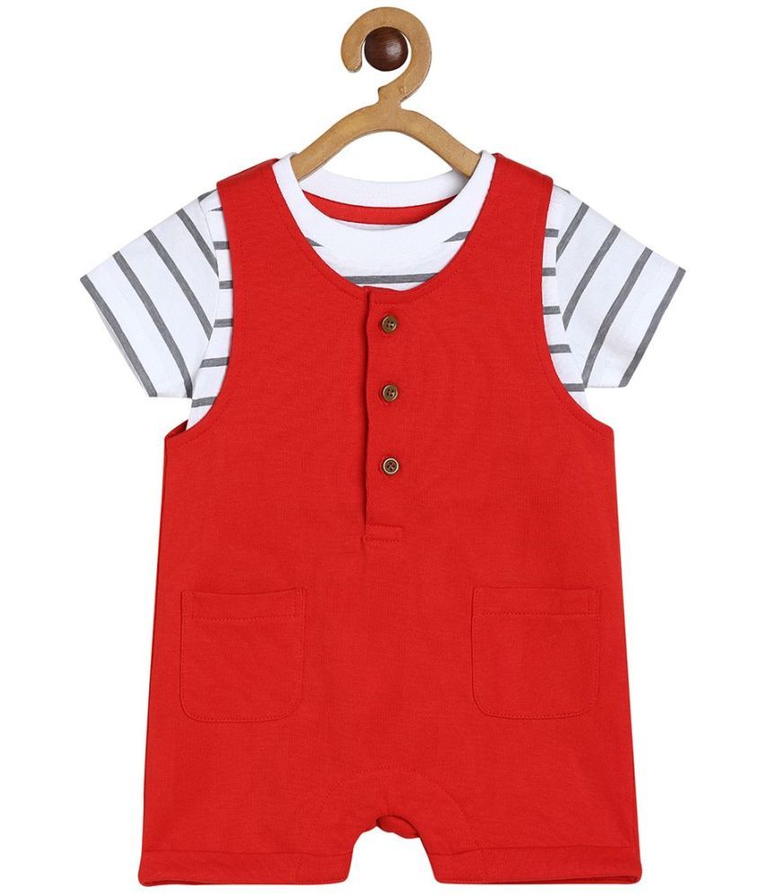     			miniklub White Cotton Baby Boy Dungaree Sets ( Pack of 2 )