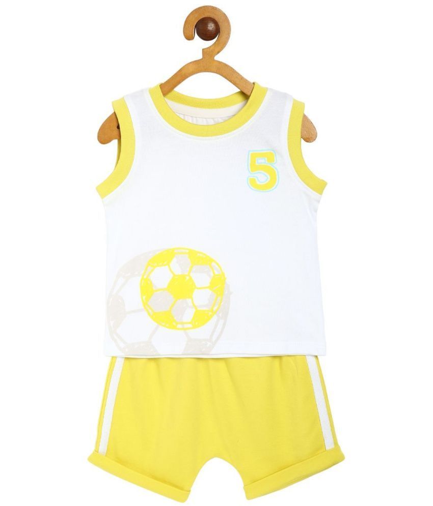     			miniklub Pack of 2 Baby Boys Cotton T-Shirt & Shorts ( Yellow )