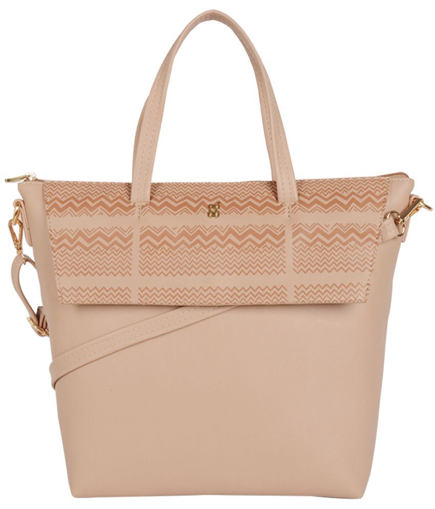     			Baggit Beige Faux Leather Tote Bag