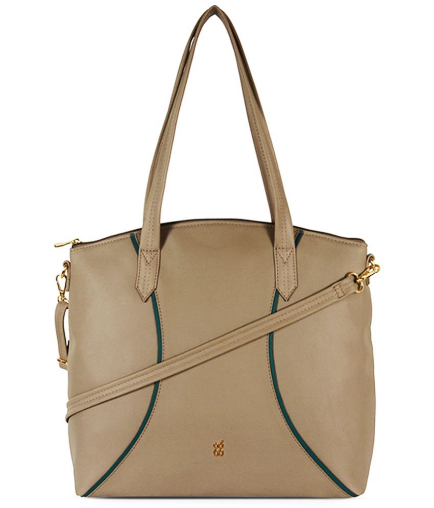     			Baggit Beige Faux Leather Tote Bag