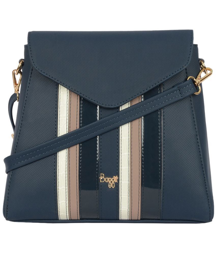     			Baggit Blue Faux Leather Backpack