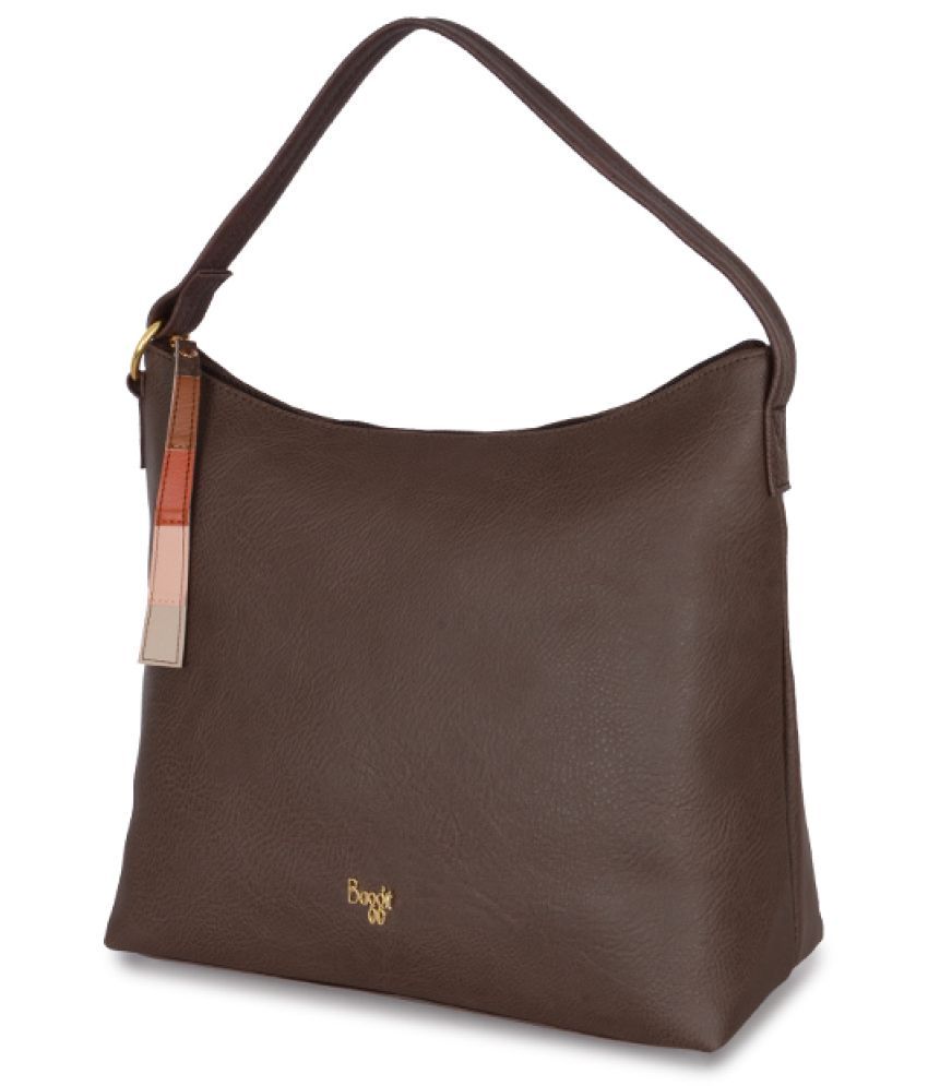     			Baggit Brown Faux Leather Hobo Bag