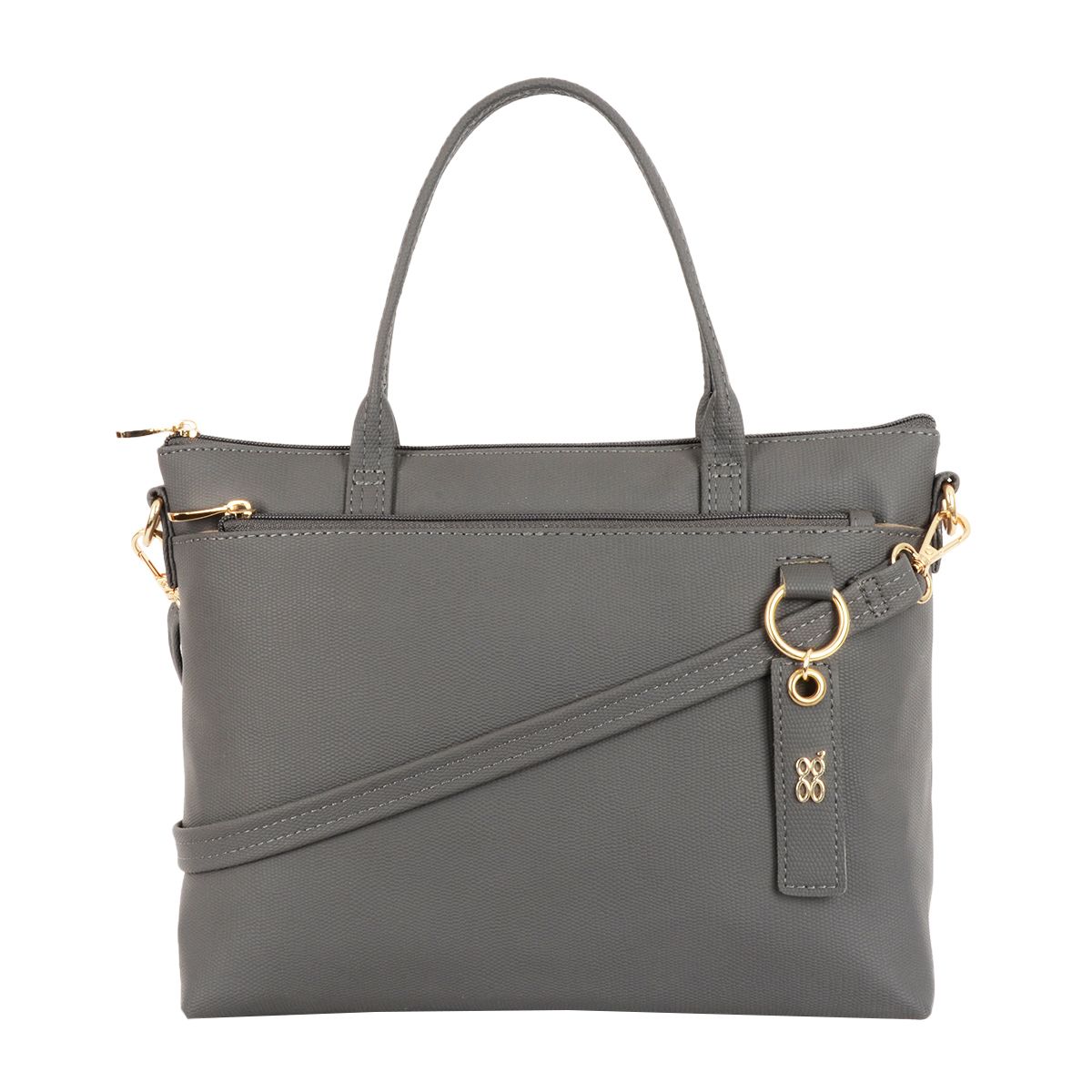     			Baggit Dark Grey Faux Leather Tote Bag