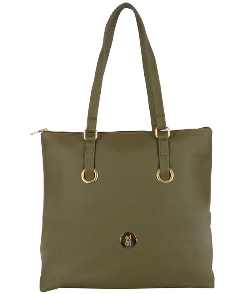     			Baggit Green Faux Leather Tote Bag