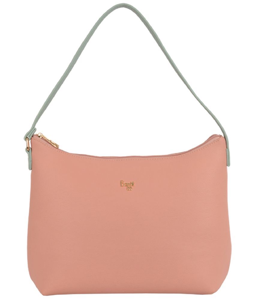     			Baggit Pink Faux Leather Hobo Bag