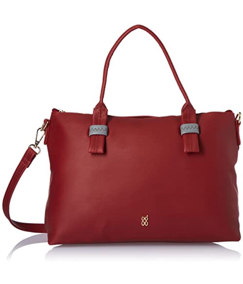     			Baggit Red Faux Leather Satchel Bag