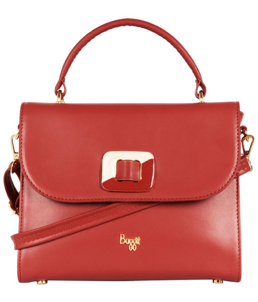     			Baggit Red Faux Leather Satchel Bag