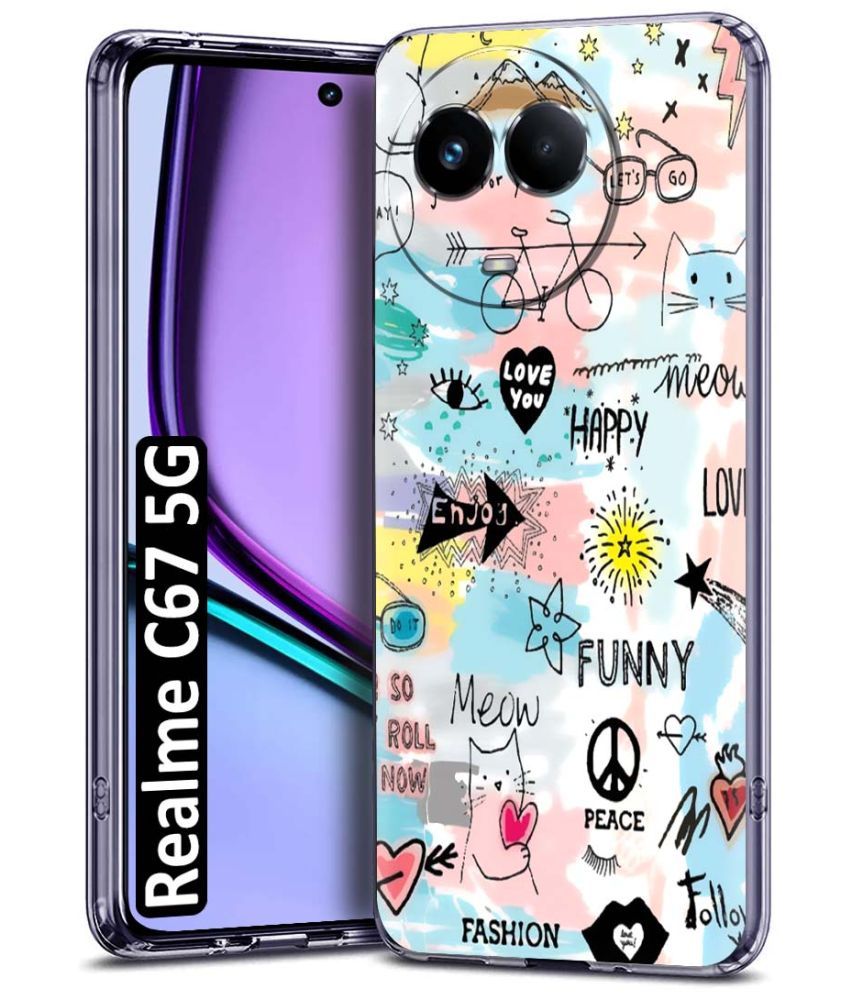     			Fashionury Multicolor Printed Back Cover Silicon Compatible For Realme C67 ( Pack of 1 )