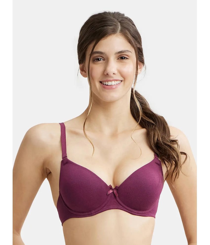     			Jockey 1245 Under-Wired Padded Super Combed Cotton Elastane Multiway T-Shirt Bra - Prune