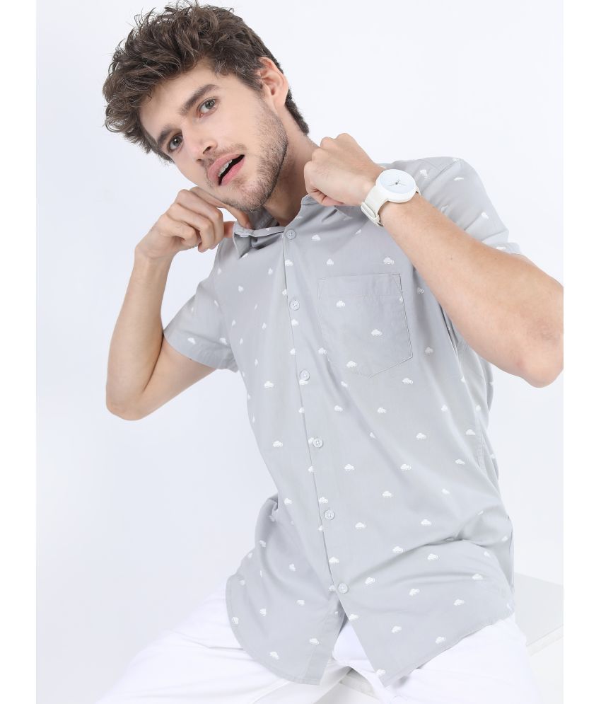     			Ketch 100% Cotton Slim Fit Printed Half Sleeves Men's Casual Shirt - Grey ( Pack of 1 )