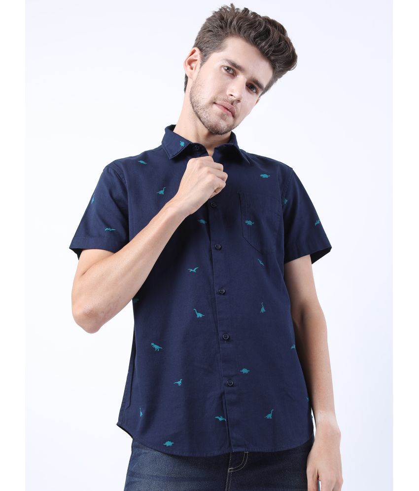     			Ketch 100% Cotton Slim Fit Printed Half Sleeves Men's Casual Shirt - Navy Blue ( Pack of 1 )
