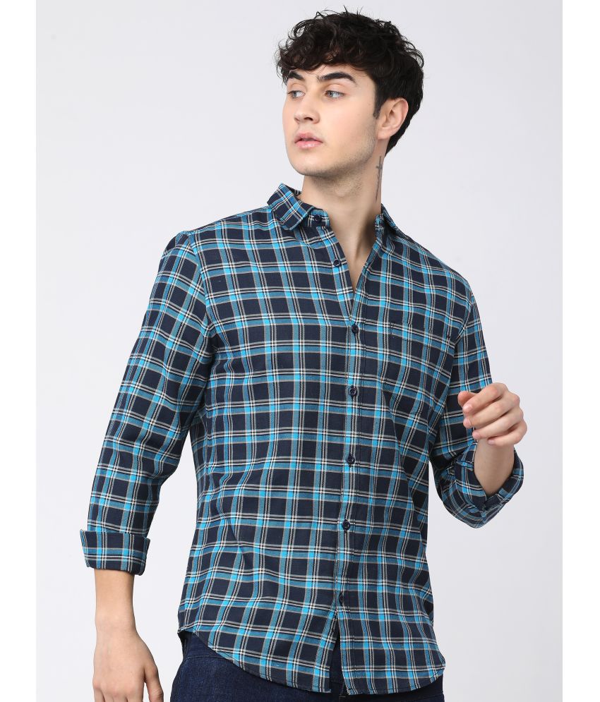     			Ketch Cotton Blend Slim Fit Checks Full Sleeves Men's Casual Shirt - Blue ( Pack of 1 )