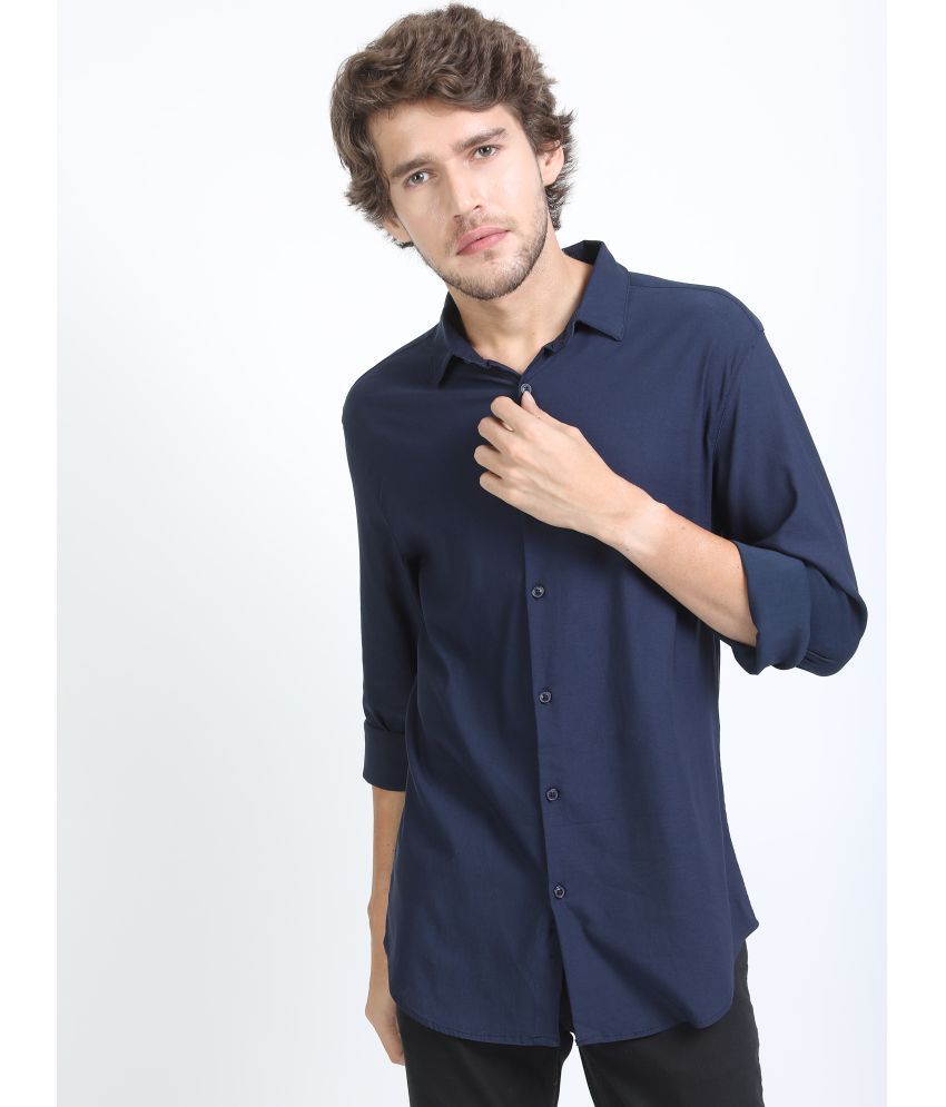     			Ketch Cotton Blend Slim Fit Solids Full Sleeves Men's Casual Shirt - Navy Blue ( Pack of 1 )