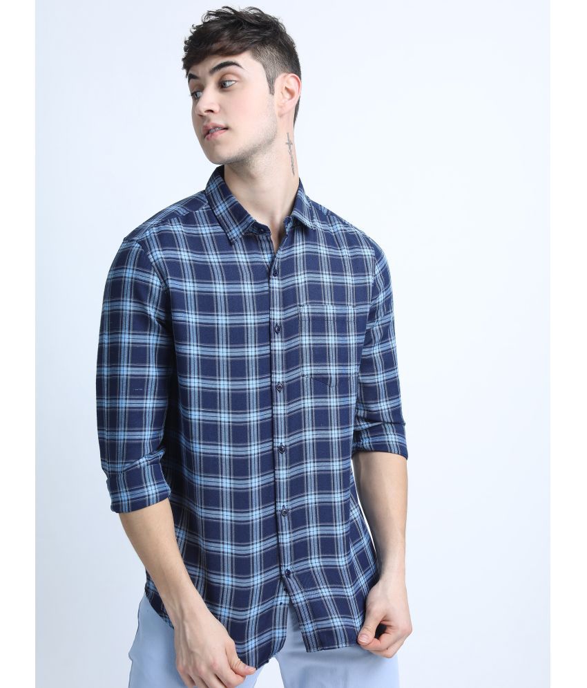     			Ketch Polyester Slim Fit Checks Full Sleeves Men's Casual Shirt - Blue ( Pack of 1 )