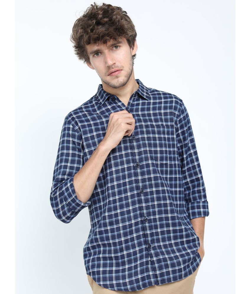     			Ketch Polyester Slim Fit Checks Full Sleeves Men's Casual Shirt - Navy Blue ( Pack of 1 )