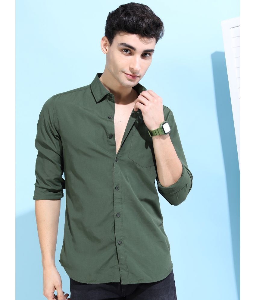     			Ketch Polyester Slim Fit Solids Full Sleeves Men's Casual Shirt - Green ( Pack of 1 )