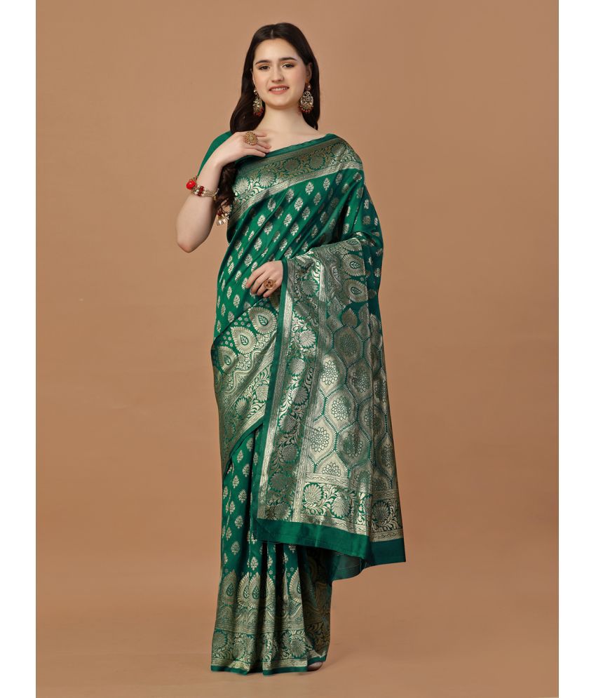     			LEELAVATI Banarasi Silk Embellished Saree With Blouse Piece - Green ( Pack of 1 )