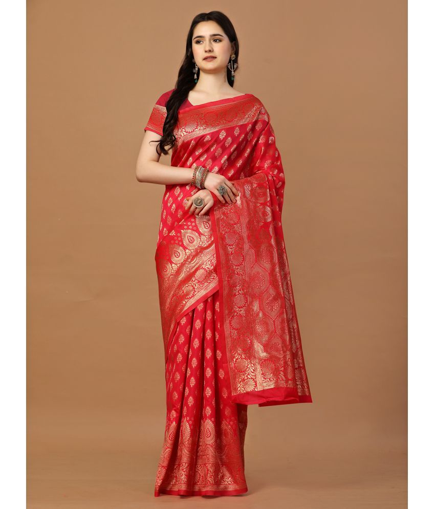     			LEELAVATI Banarasi Silk Embellished Saree With Blouse Piece - Red ( Pack of 1 )