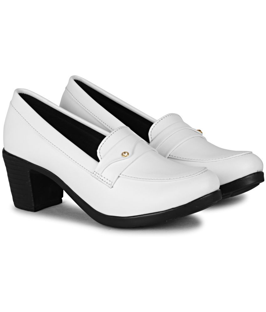     			Saheb White Women's Pumps Heels