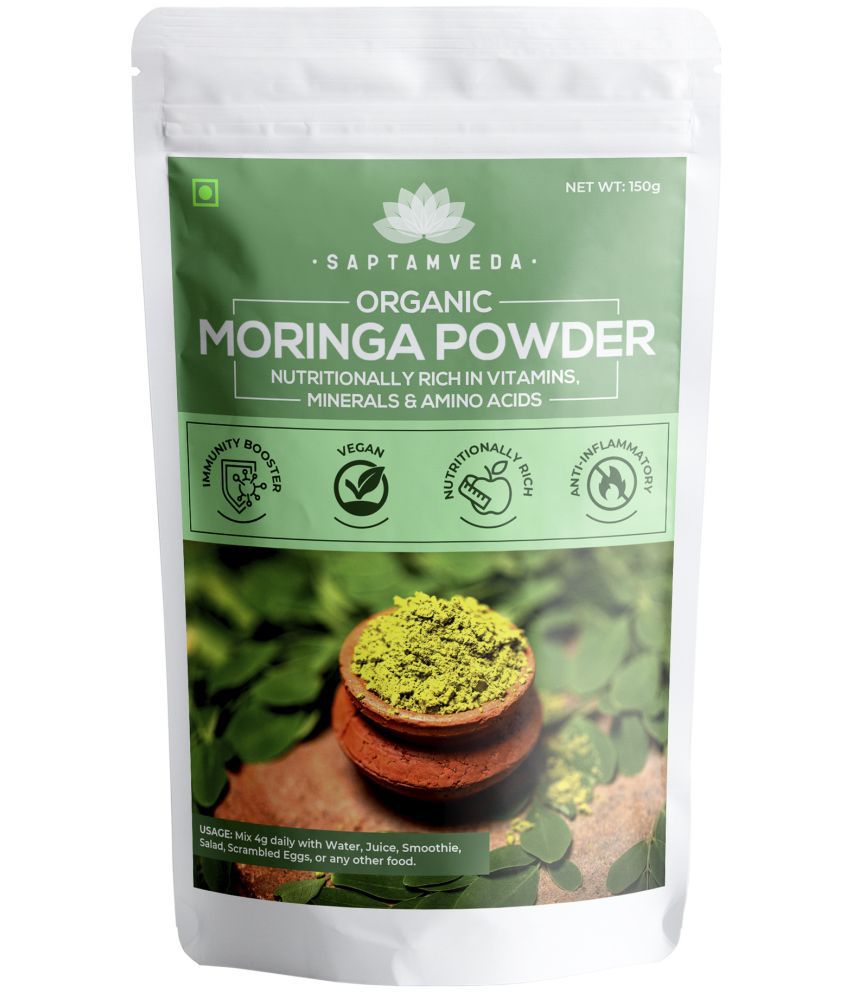     			Saptamveda 100% Organic Moringa Leaf Powder Good for Skin & Hair,Immunity booster,Weight loss(150 g)