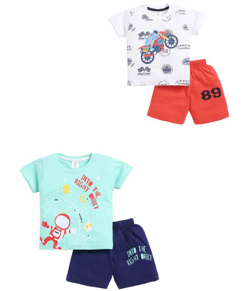     			Todd N Teen Multi Cotton Baby Boy T-Shirt & Shorts ( Pack of 2 )