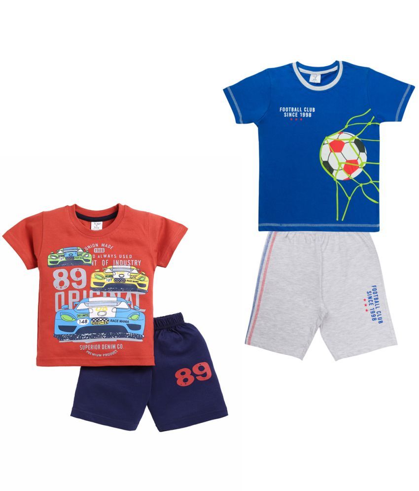     			Todd N Teen Multi Cotton Baby Boy T-Shirt & Shorts ( Pack of 2 )