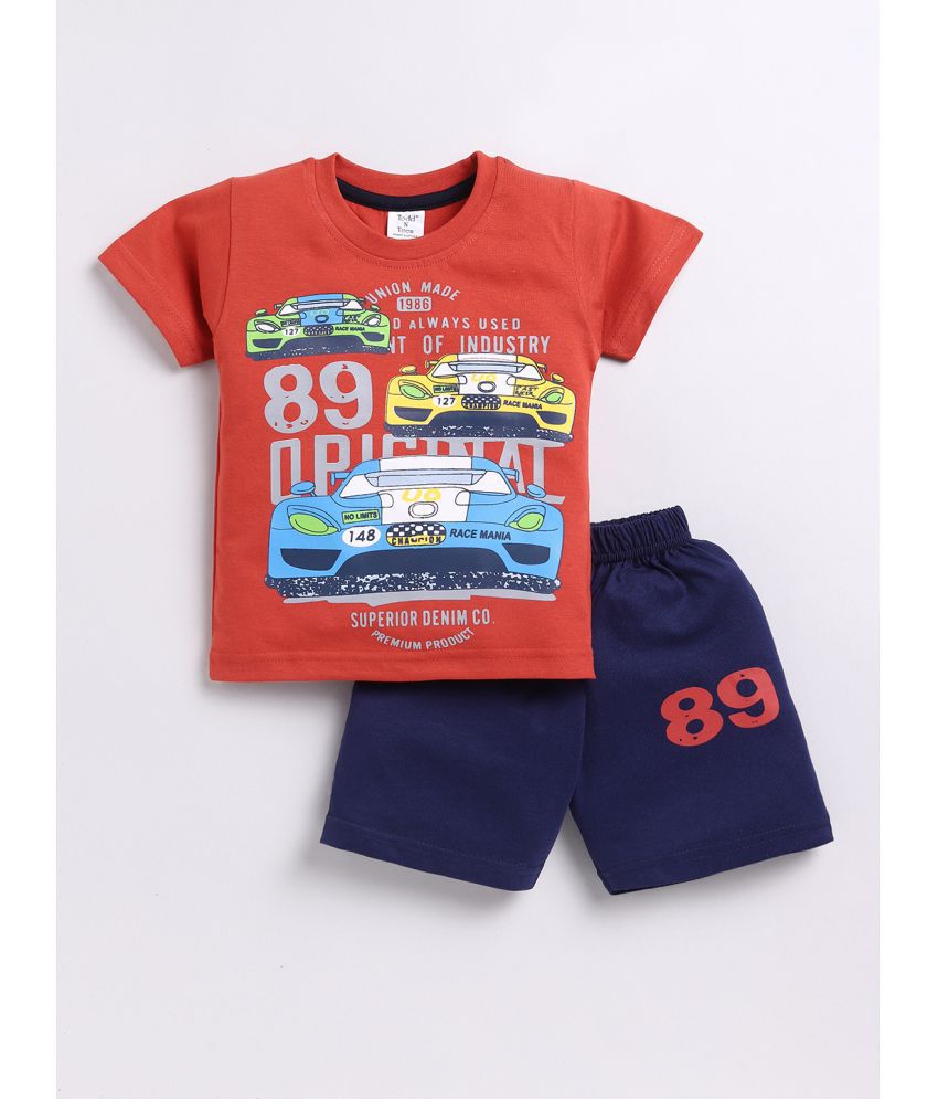     			Todd N Teen Red Cotton Baby Boy T-Shirt & Shorts ( Pack of 1 )