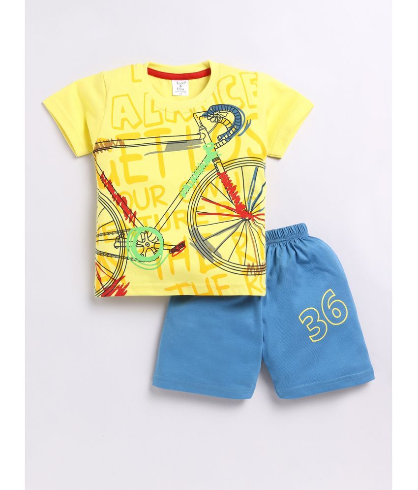     			Todd N Teen Yellow Cotton Boys T-Shirt & Shorts ( Pack of 1 )