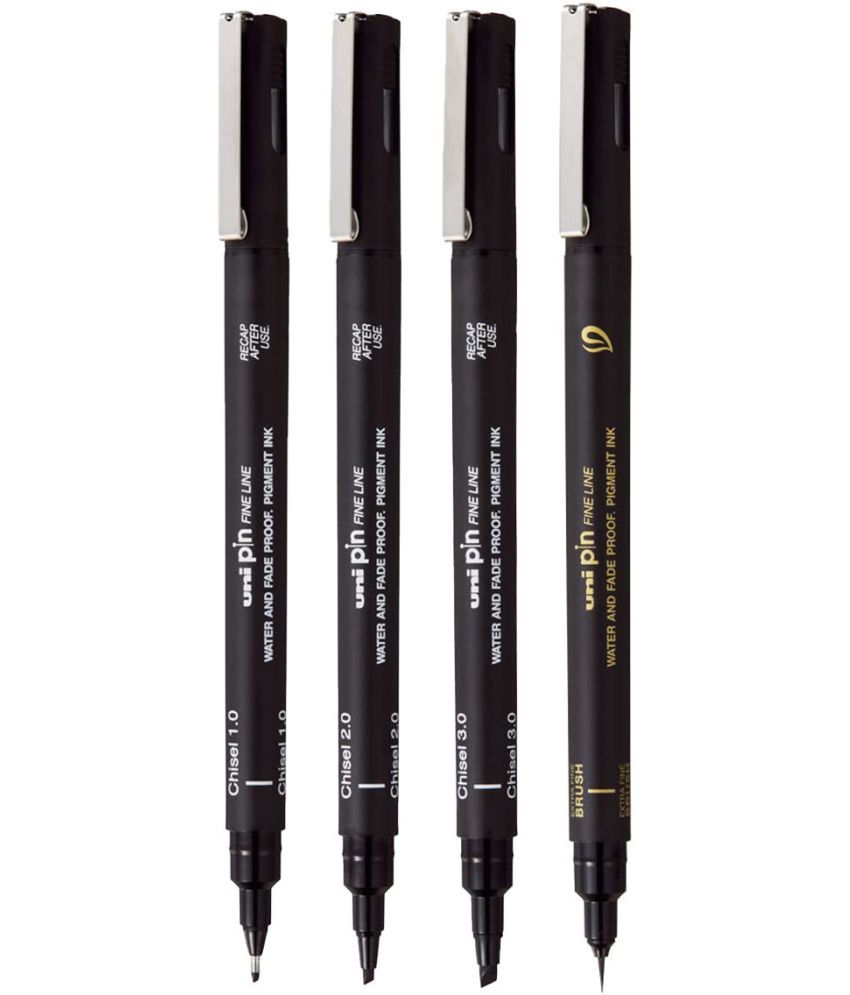     			uni-ball PIN-200 CS1,CS2,CS3 & Brush Pen, Black Ink, Pack of 4