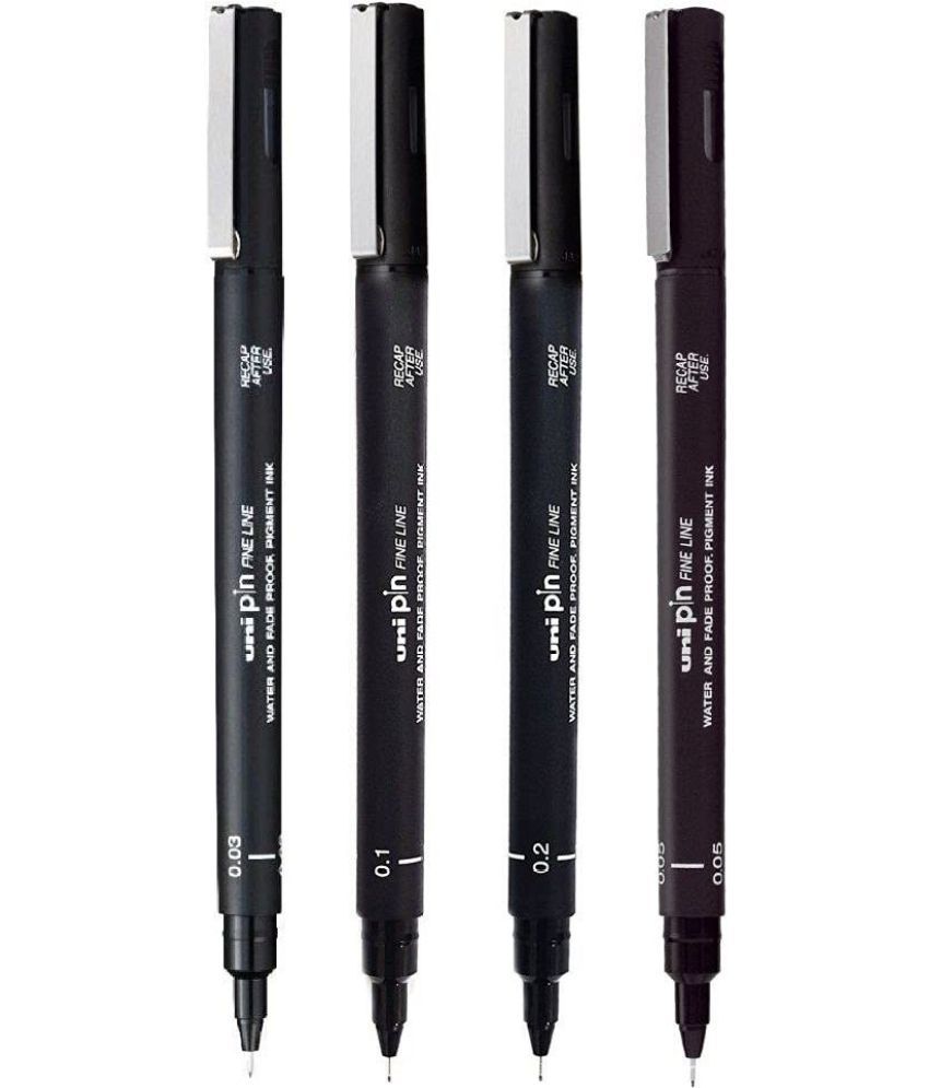     			uni-ball PIN-200A Fine Line Markers Combo Pack, 0.3-0.5-0.1-0.2, Black, Pack of 4
