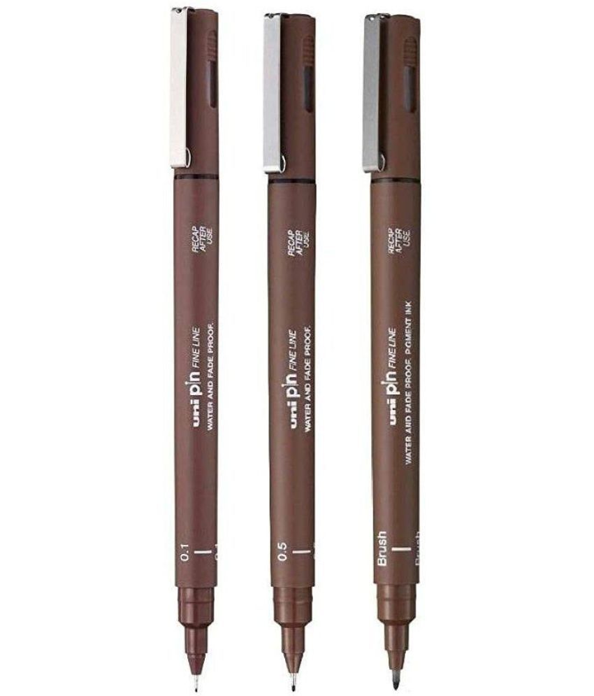     			uni-ball PIN-200D Fine Line Markers Combo Pack, 0.1 Sepia, 0.5 Sepia & Brush Sepia, Pack of 3
