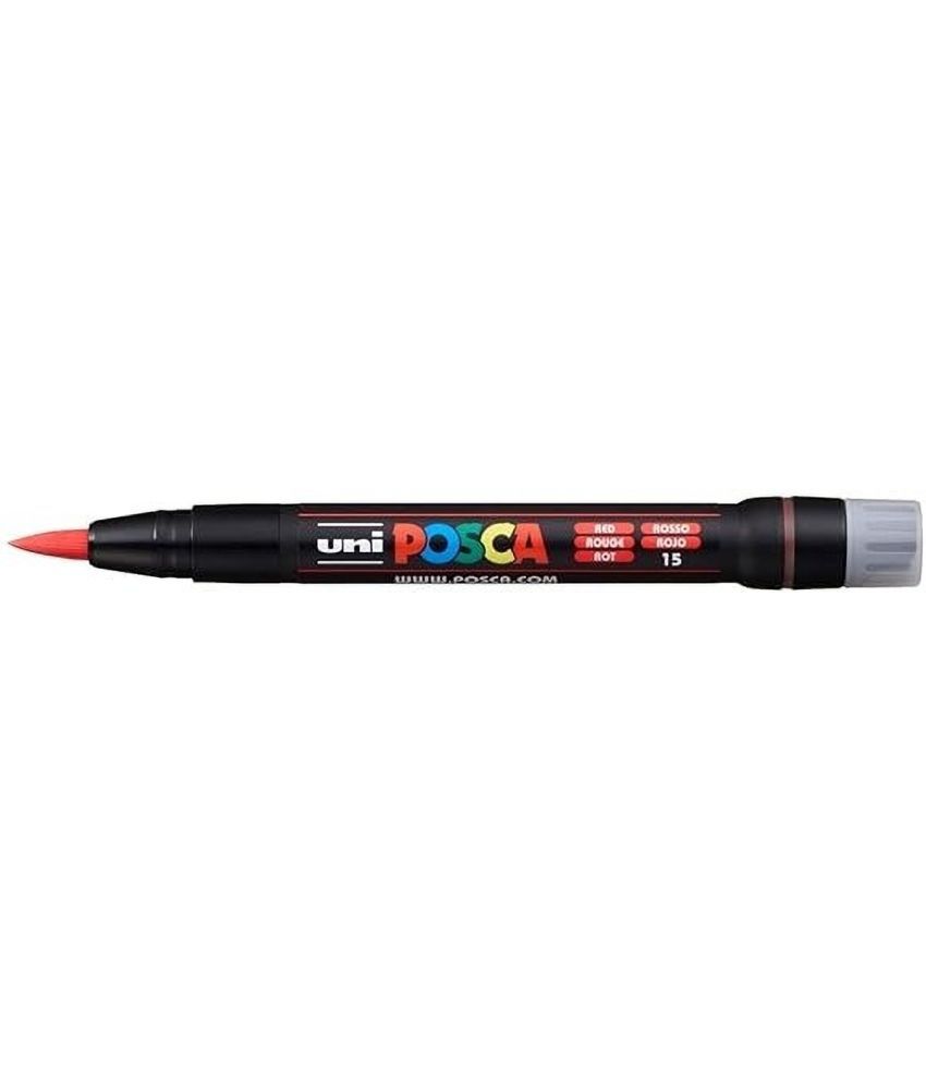     			uni-ball Posca PCF-350 1-10 mm Soft Brush Tip Paint Marker Pen, Red Ink, Pack of 1