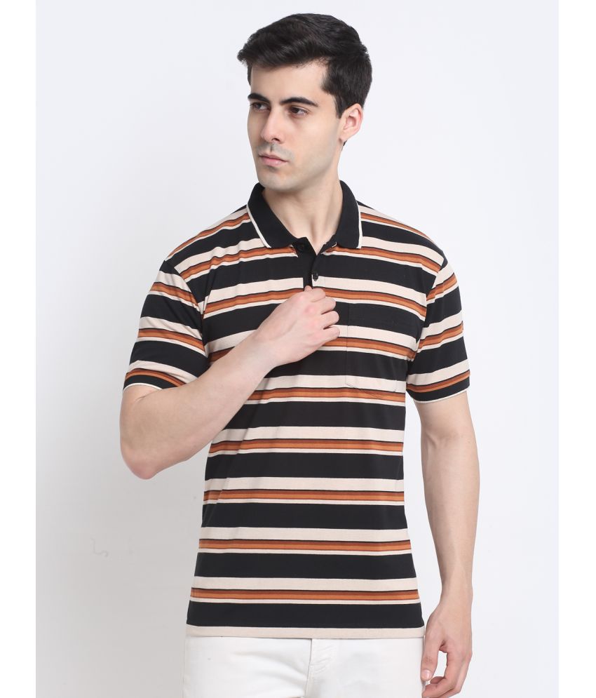     			HARBOR N BAY Cotton Blend Regular Fit Striped Half Sleeves Men's Polo T Shirt - Black ( Pack of 1 )