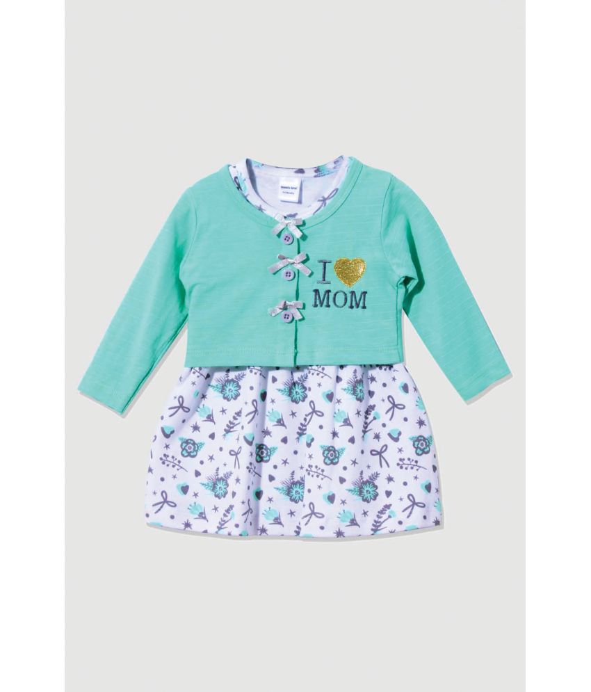     			Mom's Love Sea Green Cotton Baby Girl Frock ( Pack of 1 )