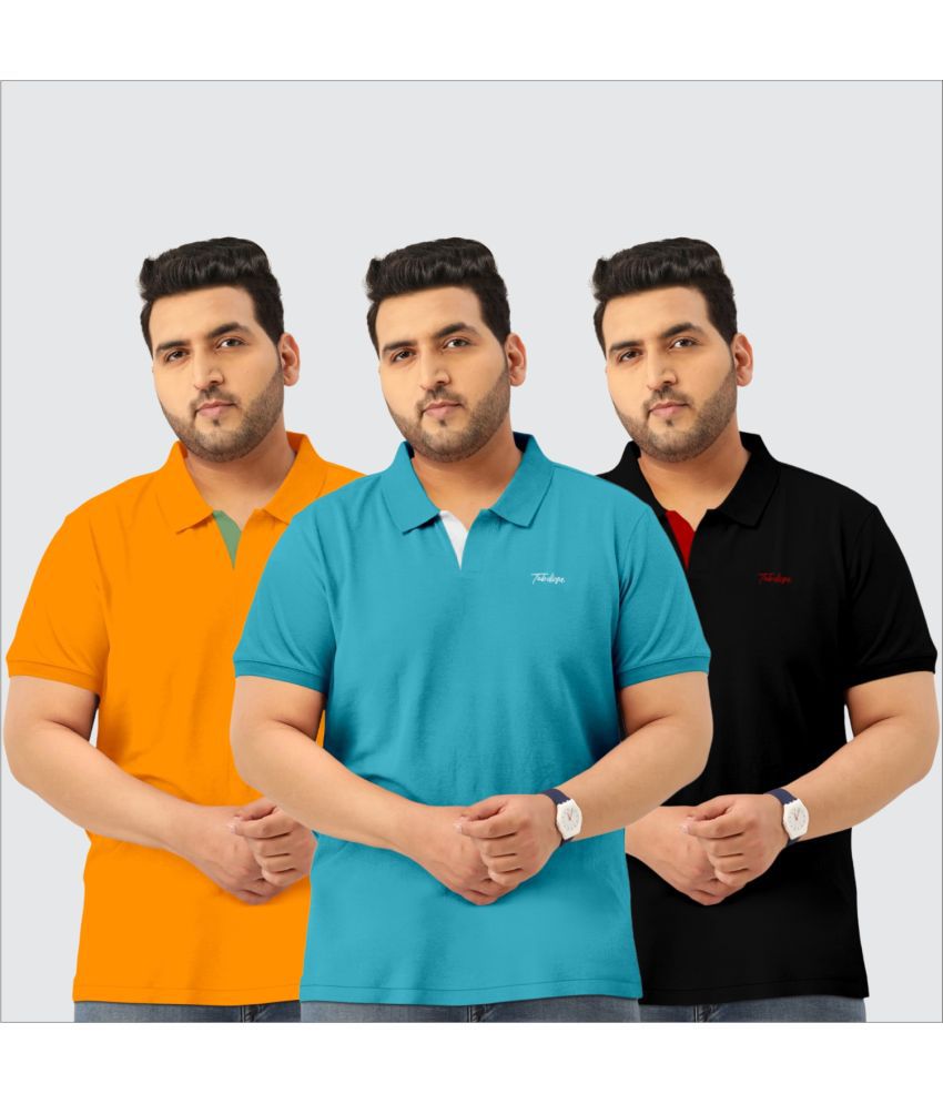     			TAB91 Cotton Blend Regular Fit Embroidered Half Sleeves Men's Polo T Shirt - Yellow ( Pack of 3 )