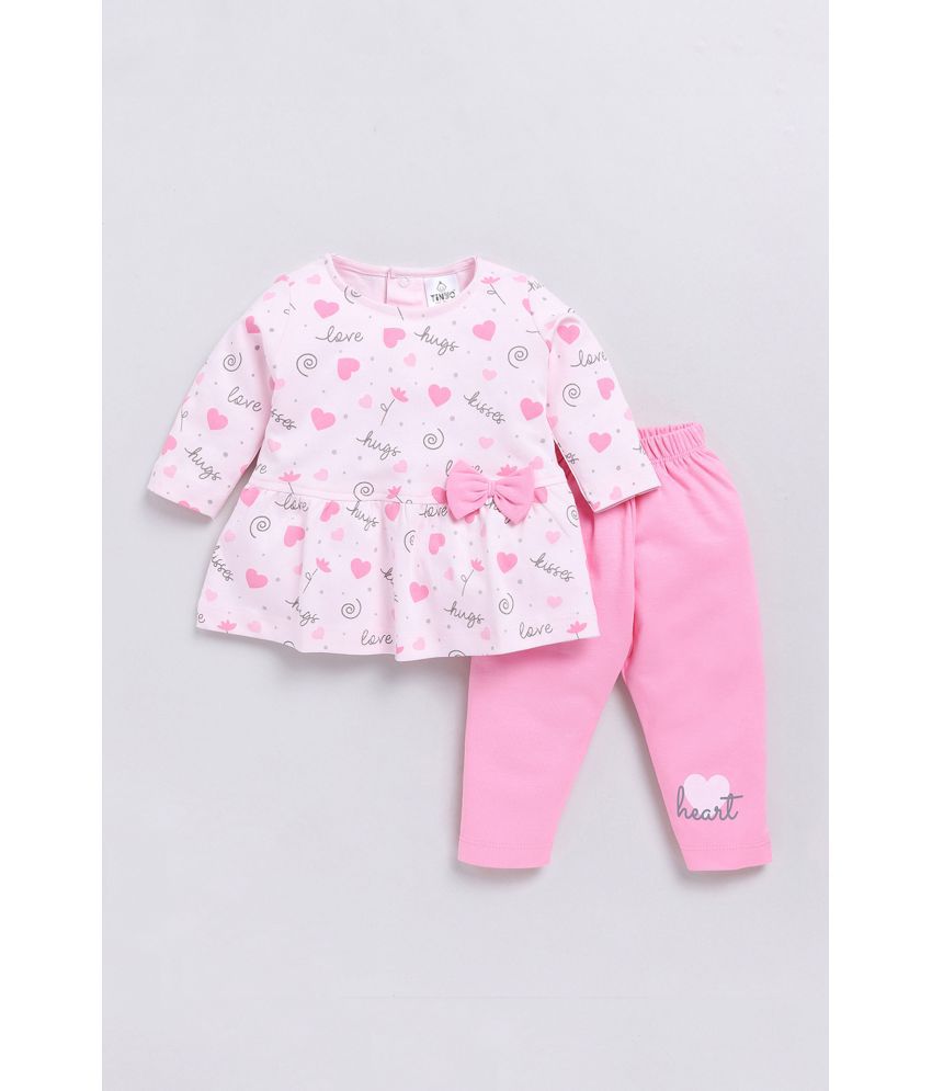     			TINYO Pink Cotton Baby Girl T-Shirt & Pyjama Set ( Pack of 1 )
