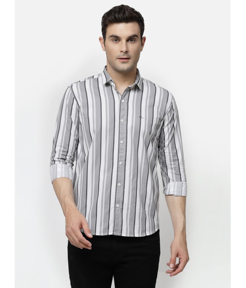     			allan peter 100% Cotton Regular Fit Striped Full Sleeves Men's Casual Shirt - Grey ( Pack of 1 )