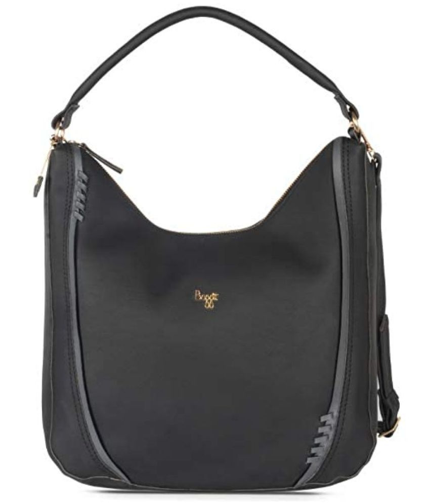     			Baggit Black Faux Leather Hobo Bag