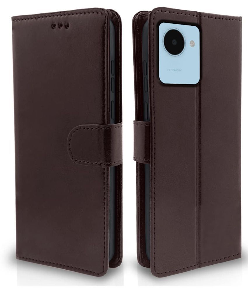     			Balkans Brown Flip Cover Artificial Leather Compatible For Realme c30 ( Pack of 1 )