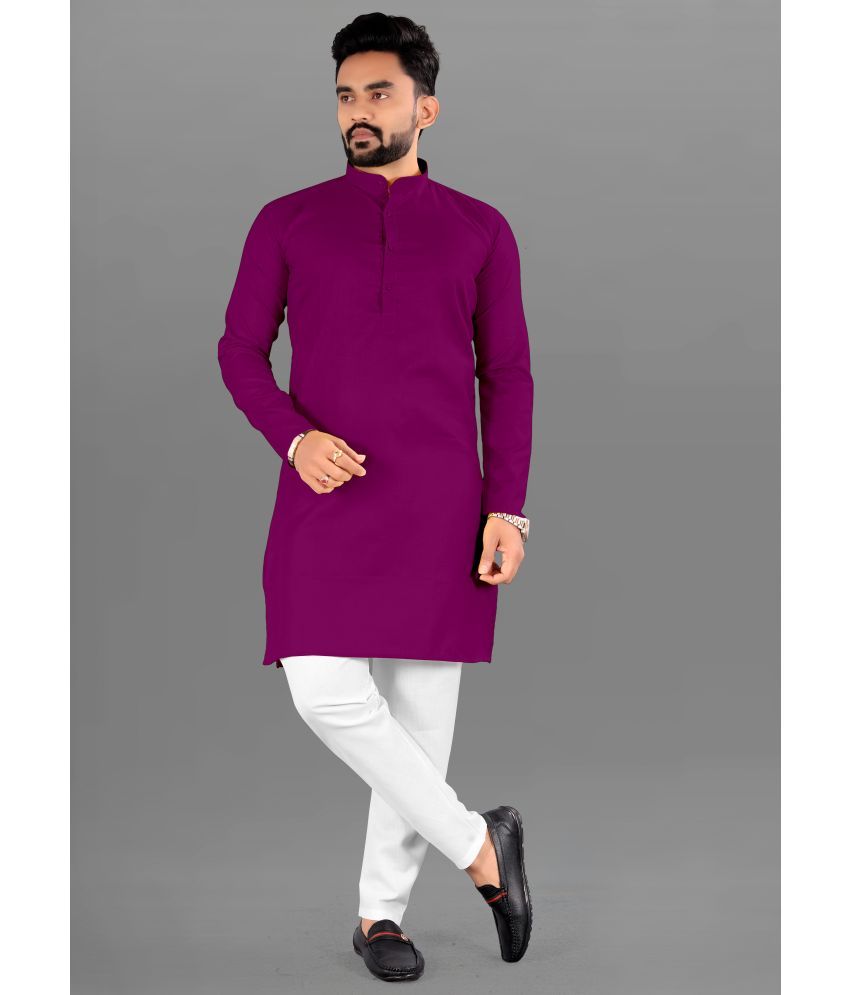     			FRELURO Dark Pink Cotton Blend Men's Regular Kurta ( Pack of 1 )