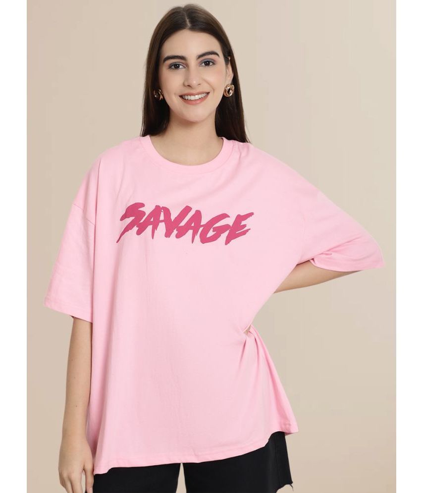     			Fabflee Pink Cotton Loose Fit Women's T-Shirt ( Pack of 1 )