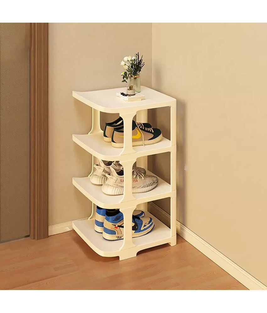     			House Of Quirk Plastic 4 Tier Shoe Rack White