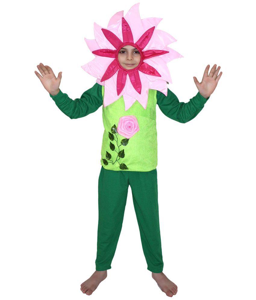     			Kaku Fancy Dresses Flower Costume,Rose Costume,Nature Costume -Pink-Green, 3-4 Years, For Boys & Girls